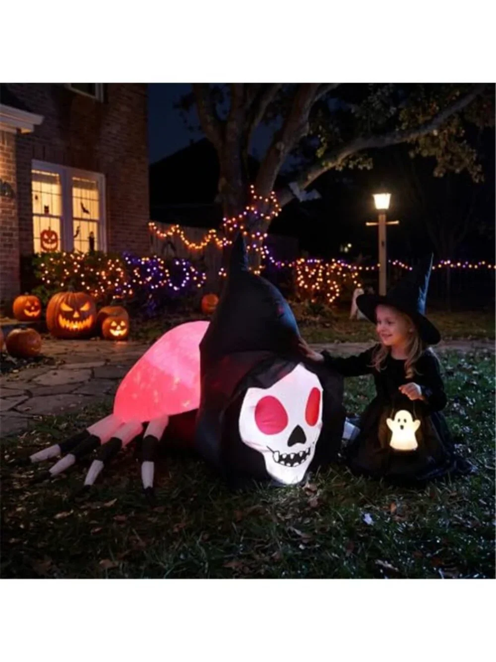 5.7FT Halloween Inflatable Skeleton Spider Outdoor Yard Decor with Magic